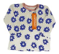 Nové - bílo/starorůžové triko se safírovými květy se smajlíky John Lewis