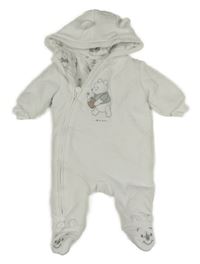 Bílá vzorovaná zateplená kombinéza s Pú a kapucí s oušky C&A