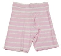 Růžovo-bílé pruhované/batikované legínové kraťasy PRIMARK