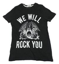 Černé tričko s potiskem a nápisy H&M