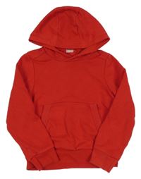 Červená thermo mikina s kapsou a kapucí Decathlon