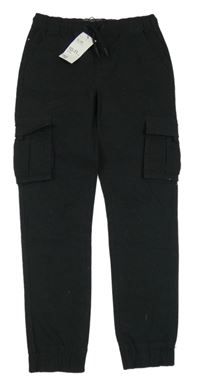 Nové - černé cargo cuff slim plátěné kalhoty Denim Co.