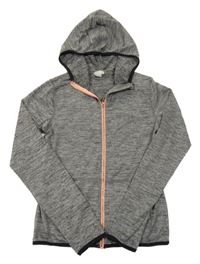 Šedá melírovaná propínací sportovní mikina s kapucí H&M