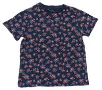 Tmavomodré květované tričko Next