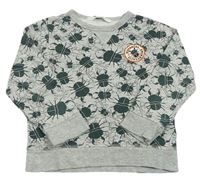 Šedá melírovaná mikina s brouky H&M