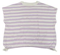 Bílo-lila pruhované crop tričko H&M
