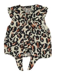 Smetanovo-černo-starorůžová crop halenka s leopardím vzorem George