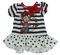 Bílo-černá pruhovaná tunika s Minnie a mašlí Disney