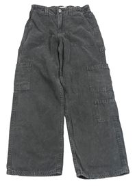 Tmavošedé wide leg rifle s kapsami Primark
