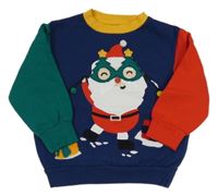 Tmavomodro-červeno-zelená mikina se Santou Next