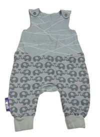 Šedé laclové tepláky se vzorem a slony