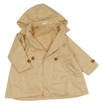 Béžový šusťákový jarní kabát s kapucí