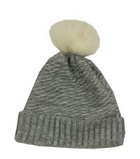 Šedá melírovaná pletená čepice s bambulí