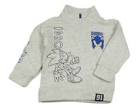 Světlešedá melírovaná mikina se Sonicem Primark