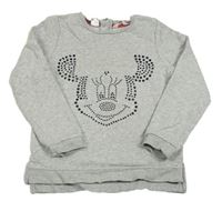 Šedá melírovaná mikina s Minnie z kamínků H&M