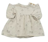 Světlebéžové melírované teplákové šaty s tučňáky F&F