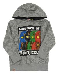 Šedá melírovaná mikina s Lego Ninjago a kapucí