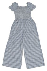 Modro-bílý pruhovaný lehký culottes overal F&F