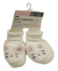 Nové - Bílé chlupaté zateplené capáčky s myškou Liegelind vel. 17