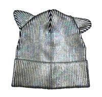 Stříbrno-metalická žebrovaná čepice s oušky H&M