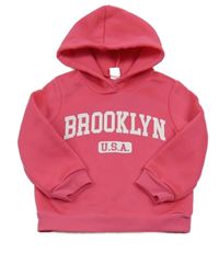 Tmavorůžová mikina s nápisem a kapucí Shein