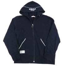 Tmavomodrá propínací mikina s kapucí