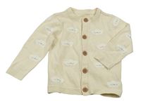 Světlebéžový propínací svetr s mraky Mothercare