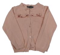 Růžový propínací svetr s volánky Primark