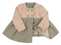 Růžovo-šedý flaušový podšitý kabát Tahari