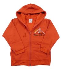 Červená propínací mikina s výšivkou a kapucí