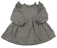 Černo-béžové kostkované šaty s volánky Next