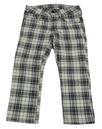 Béžovo-černé kostkované capri rifle H&M