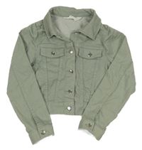 Zelenošedá tepláková riflová crop bunda H&M