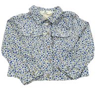 Smetanovo-modrá květovaná riflová crop bunda H&M