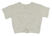Smetanové crop tričko s uzlem H&M