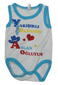 Bílé body s nápisem s kravatou a kloboukem