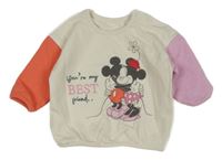 Světlebéžovo-růžovo-jahodová mikina s Minnie a Mickeym George