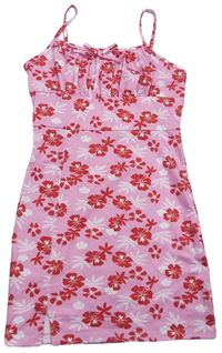 Růžovo-červené květované šaty Shein