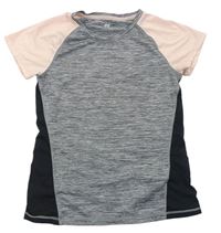 Šedo-černo-světlerůžové melírované sportovní tričko H&M