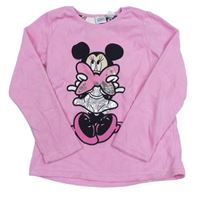 Růžové fleecové pyžamové triko s Minnie Disney