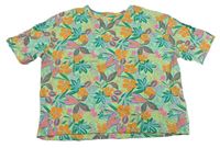Zeleno-barevné květované crop tričko Primark