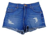 Modré riflové kraťasy s prošoupáním River Island