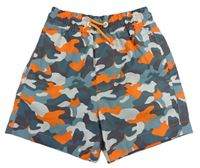 Zeleno-oranžovo-bílé army plážové kraťasy Next