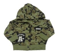 Khaki army propínací mikina s kapucí 
