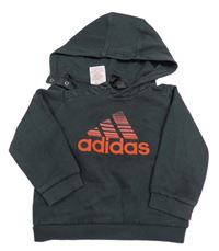 Antracitová mikina s logem a kapucí Adidas