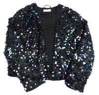 Černá crop flitrová podšitá mikina H&M