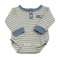 Bílo-modré pruhované žebrované body s kapsou 
