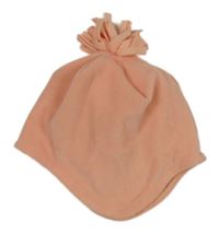 Meruňková fleecová podšitá čepice s třásněmi 