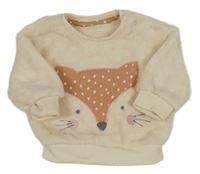 Smetanová chlupatá mikina s liškou George