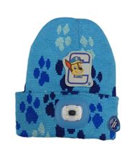 Nové - modrá pletená čepice s Tlapkami a diodou 